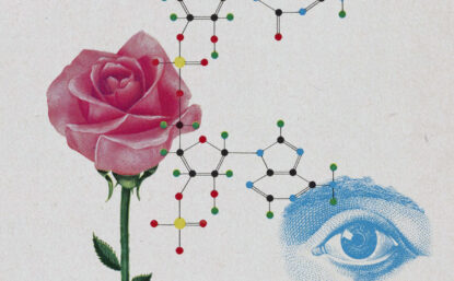 Ad for IBM with rose and DNA